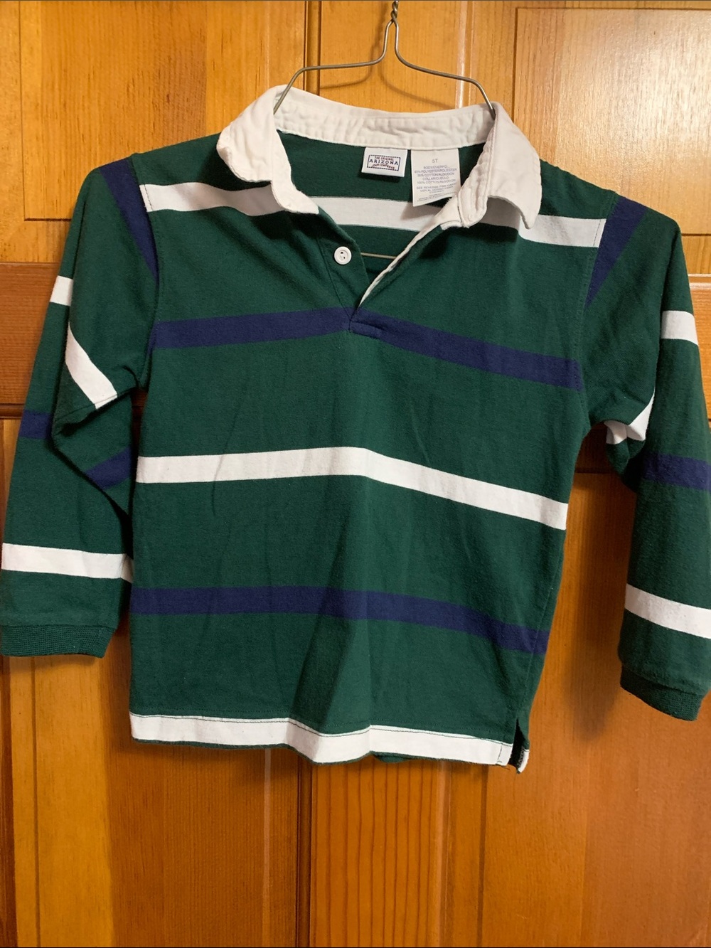 Boys Green Striped Arizona Collared Long Sleeve Shirt